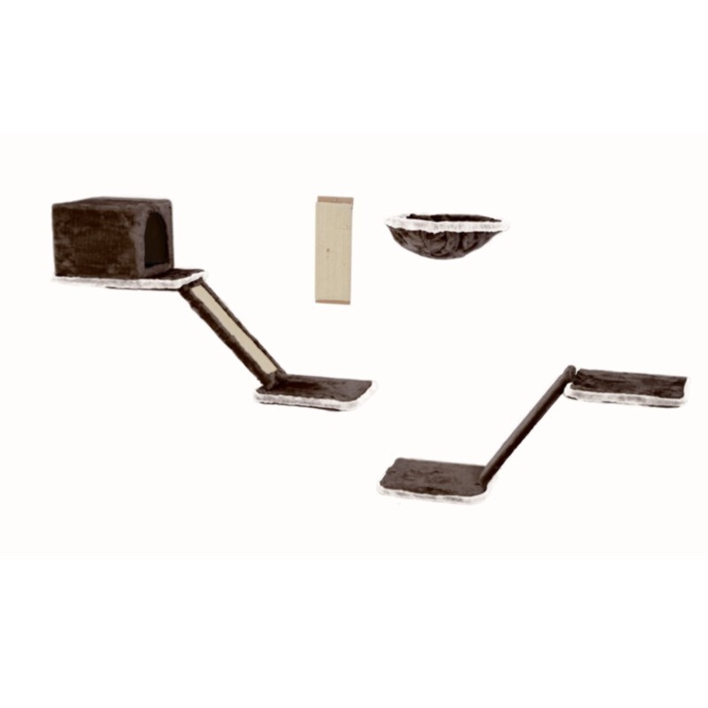 Silvio Design Kratzbäume Silvio Design Katzen-Kletterwand 8-teilig grau