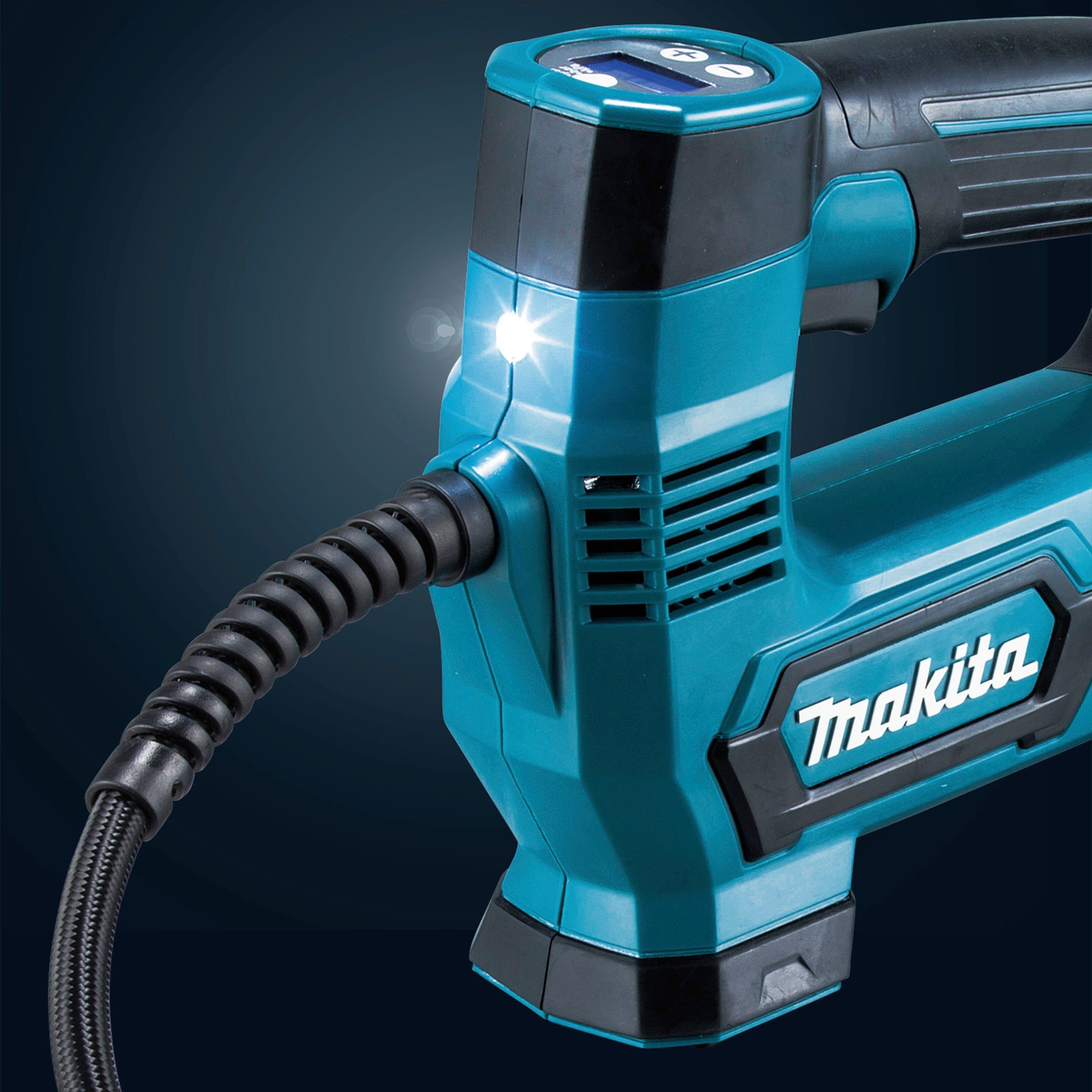 Makita Akku-Handkompressor MP100DZ, max. 8,3 bar, zum schnellen und einfachen Befüllen von Reifen, Bällen uvm.