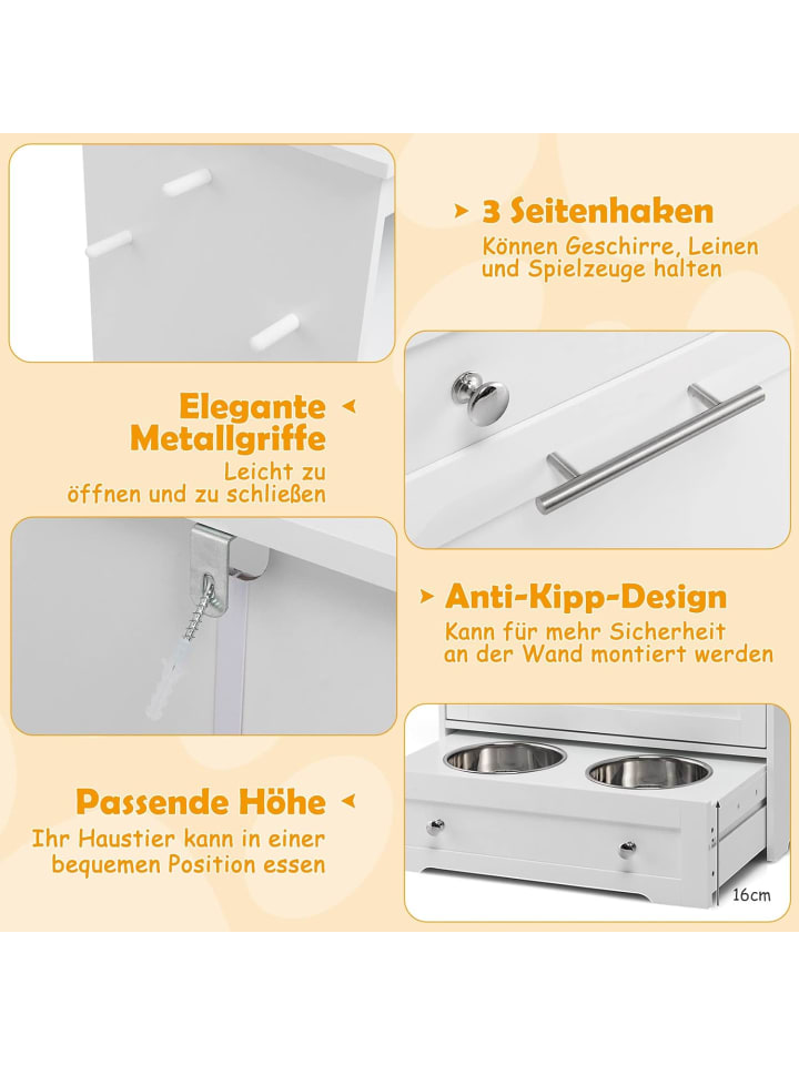 COSTWAY 2 in 1 Haustier-Futterschrank in Weiß günstig kaufen onesize