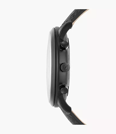 Fossil Herrenuhr Neutra Chronograph Leder Schwarz