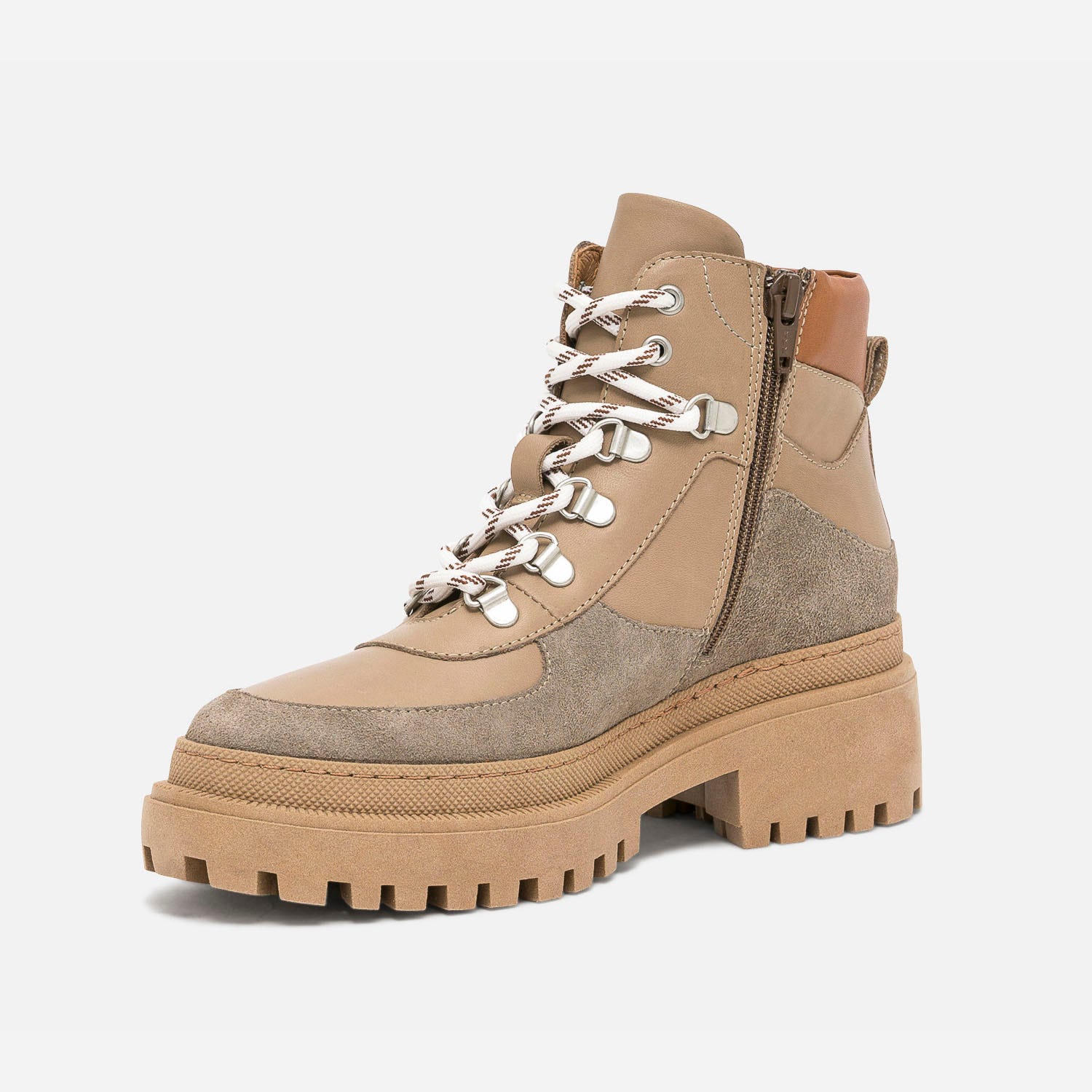 Boots à lacet TEXTO beige et taupe