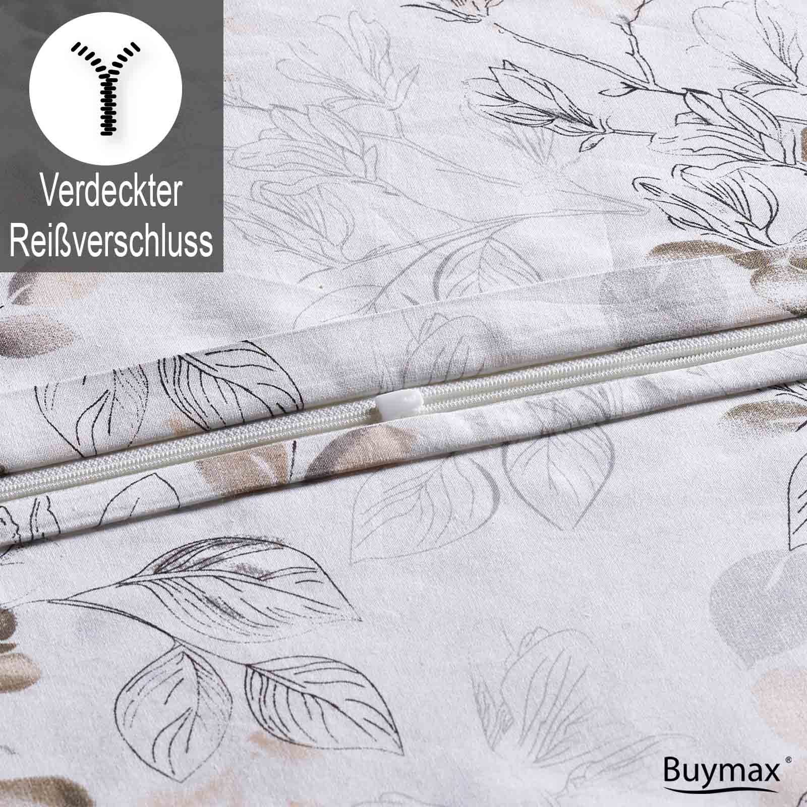 Bettwäsche, Buymax, Renforcé, 2 teilig, 100% Baumwolle Renforcé Qualität Bettwäsche-Set in 135x200 cm, 155x220 cm, 200x200 cm und 200x220 cm, Bett- und Kopfkissenbezug mit Reißverschluss
