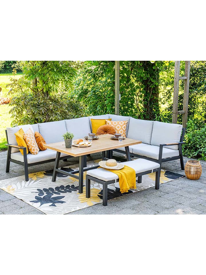 GMD Living Premium Alu Gartenmöbel Sitzgruppe ELATI, Dining Lounge mit Teakholz Optik günstig kaufen onesize