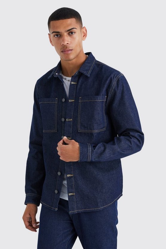 Langärmliges Denim-Overshirt