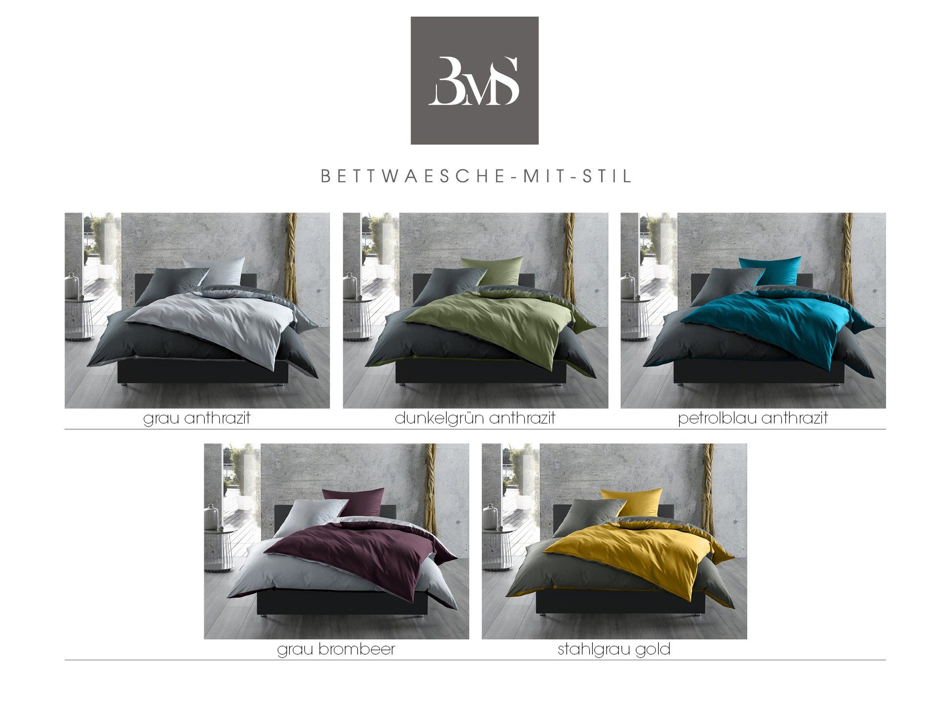 Bettwäsche Mako Satin Wendebettwäsche, BETTWAESCHE-MIT-STIL, Mako Satin, 2 teilig