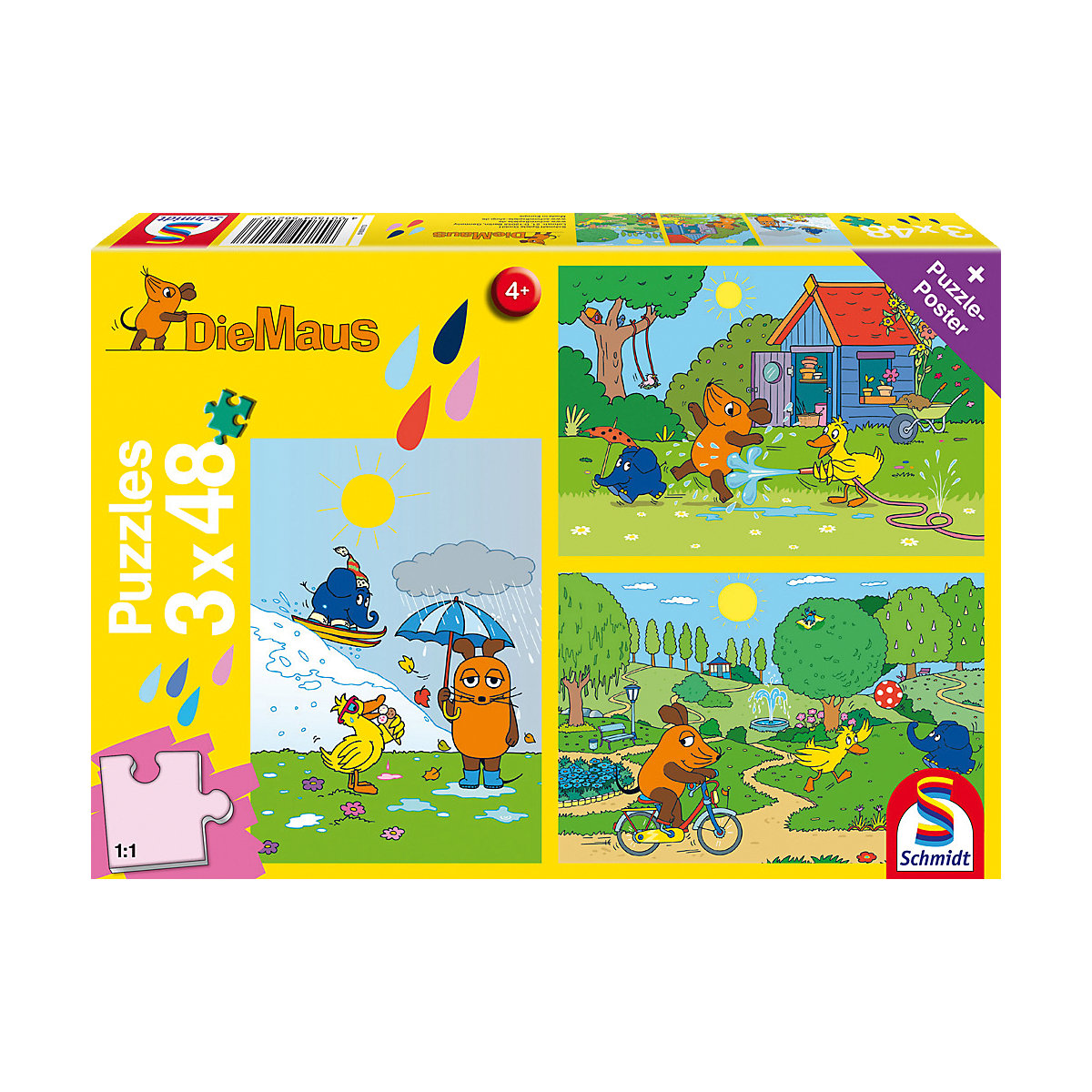 Kinderpuzzleset 3 x 48 Teile Die Maus, Viel Spaß mit der Maus