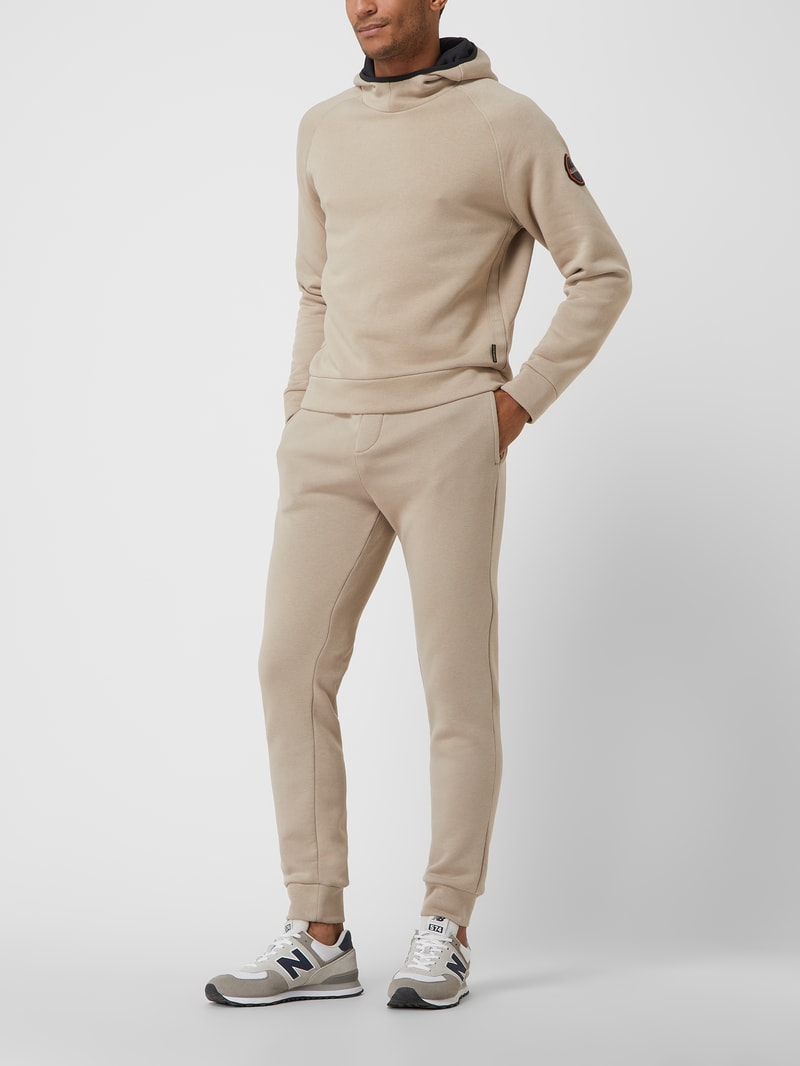 Sweathose mit Logo-Badge Modell 'Whale' in beige