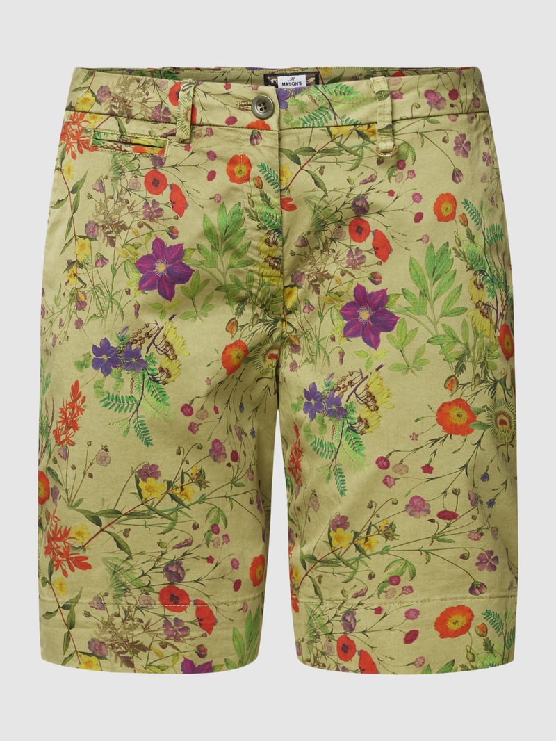 Bermudas mit Allover-Muster Modell 'JACQUELINE CURVY' in olivgrün
