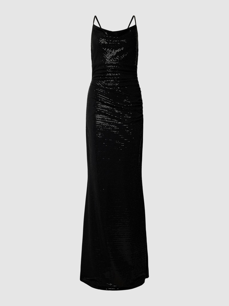 Abendkleid mit Allover-Paillettenbesatz in black
