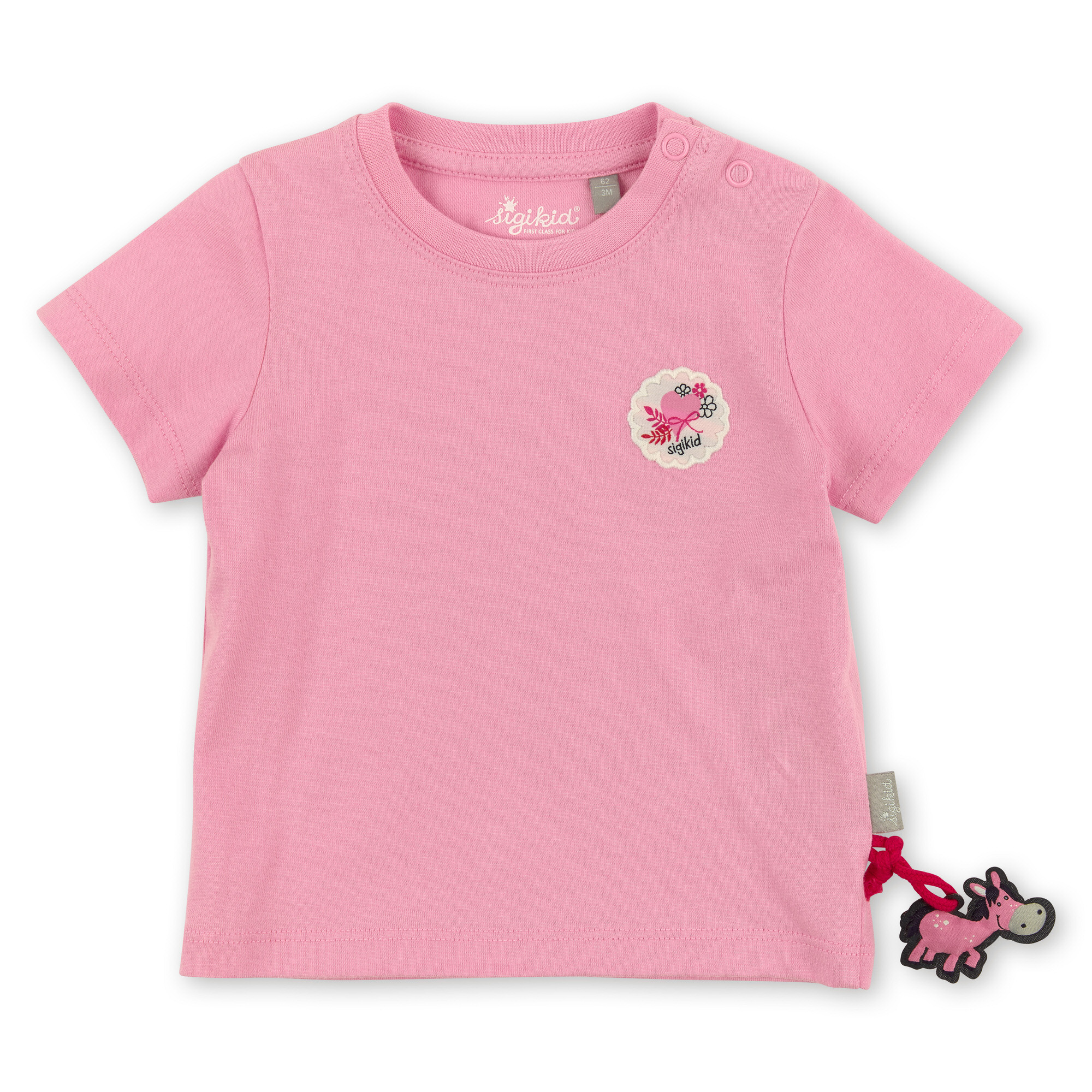 Rosa Baby T-Shirt mit Herzchen Stickerei