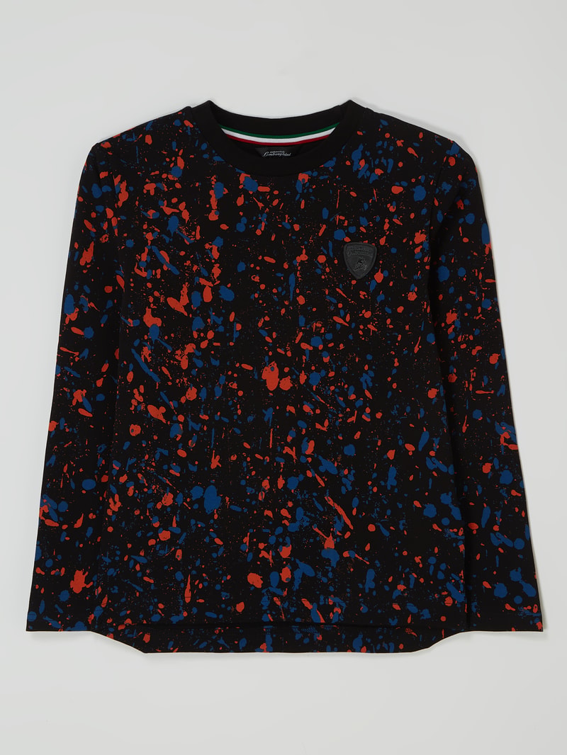 Longsleeve mit Allover-Muster in schwarz