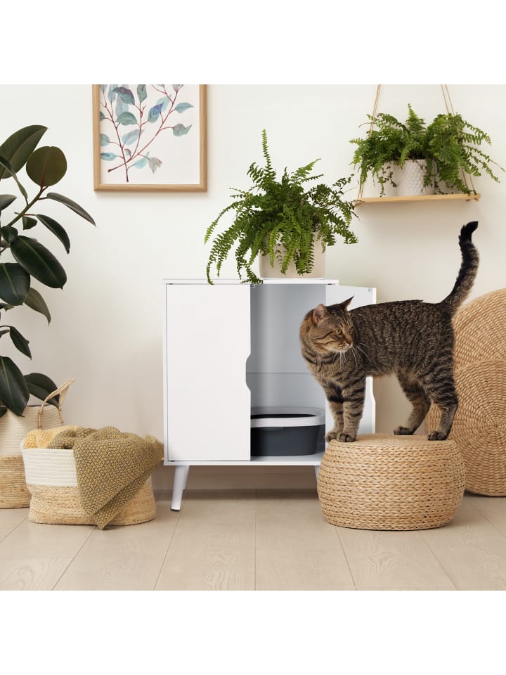 relaxdays Katzenschrank in Weiß - (B)58 x (H)77 x (T)40 cm günstig kaufen onesize
