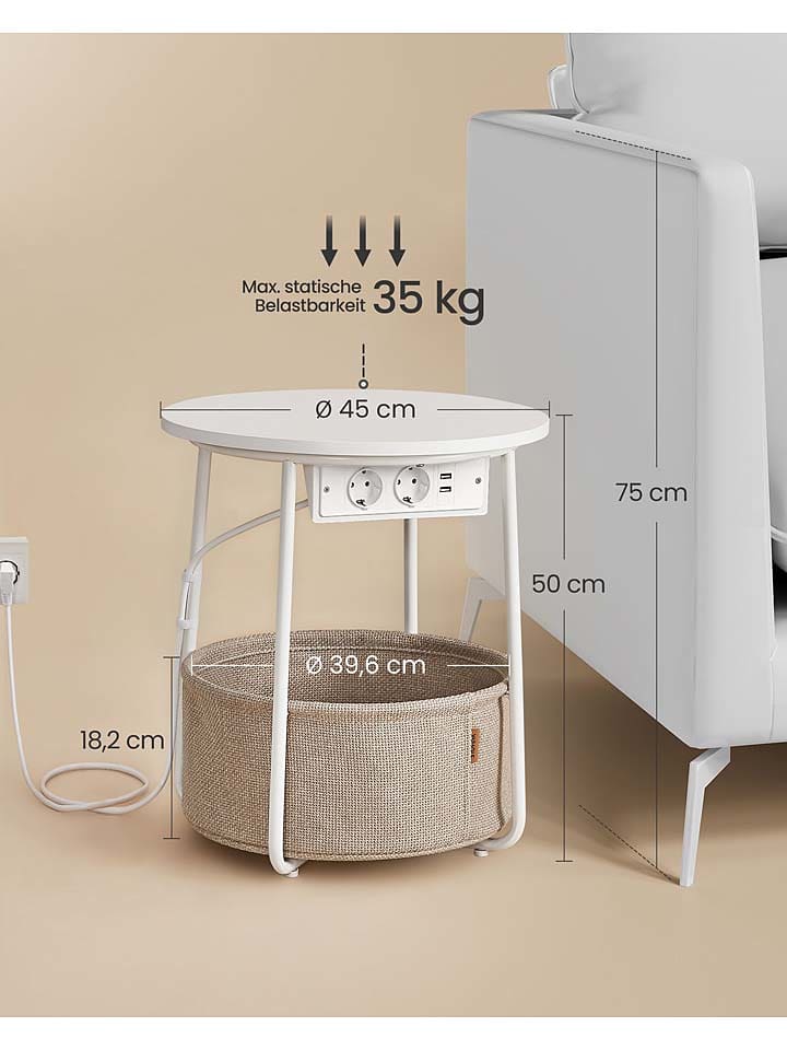 Songmics Beistelltisch in Schwarz/ Weiß - (H)50 x Ø 45 cm günstig kaufen onesize