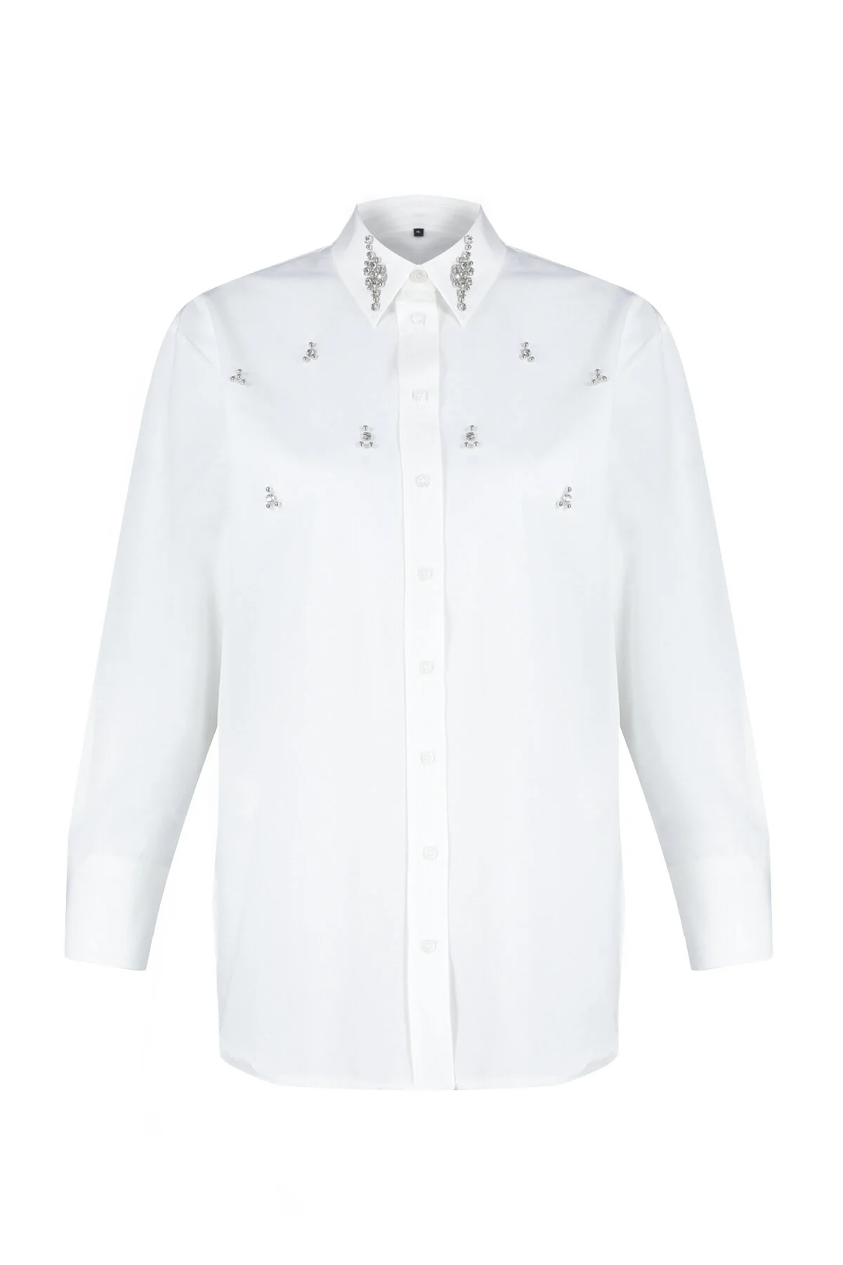 Trendyol Collection  Gewebtes Hemd in Ecru mit Steindetail - Regular Fit TWOSS24GO00069