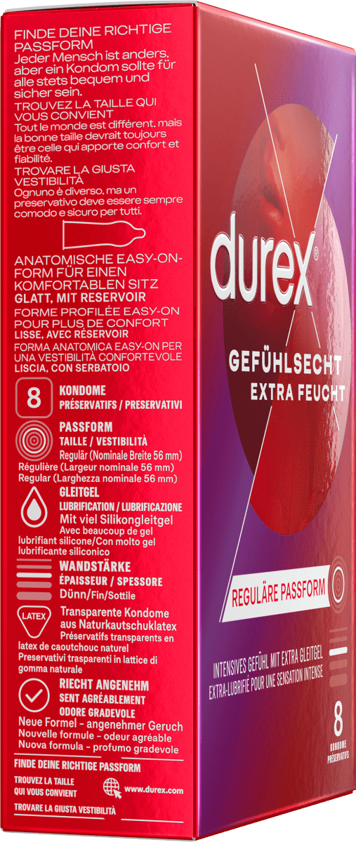 Kondome Gefühlsecht Extra Feucht, Breite 56mm, 8 St