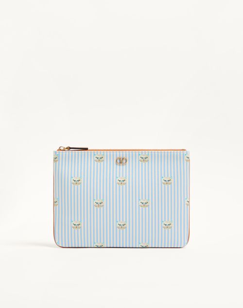 Bolsa Valentino Garavani VLogo Signature em couro de vitelo granulado com estampa Le Chat De La Maison