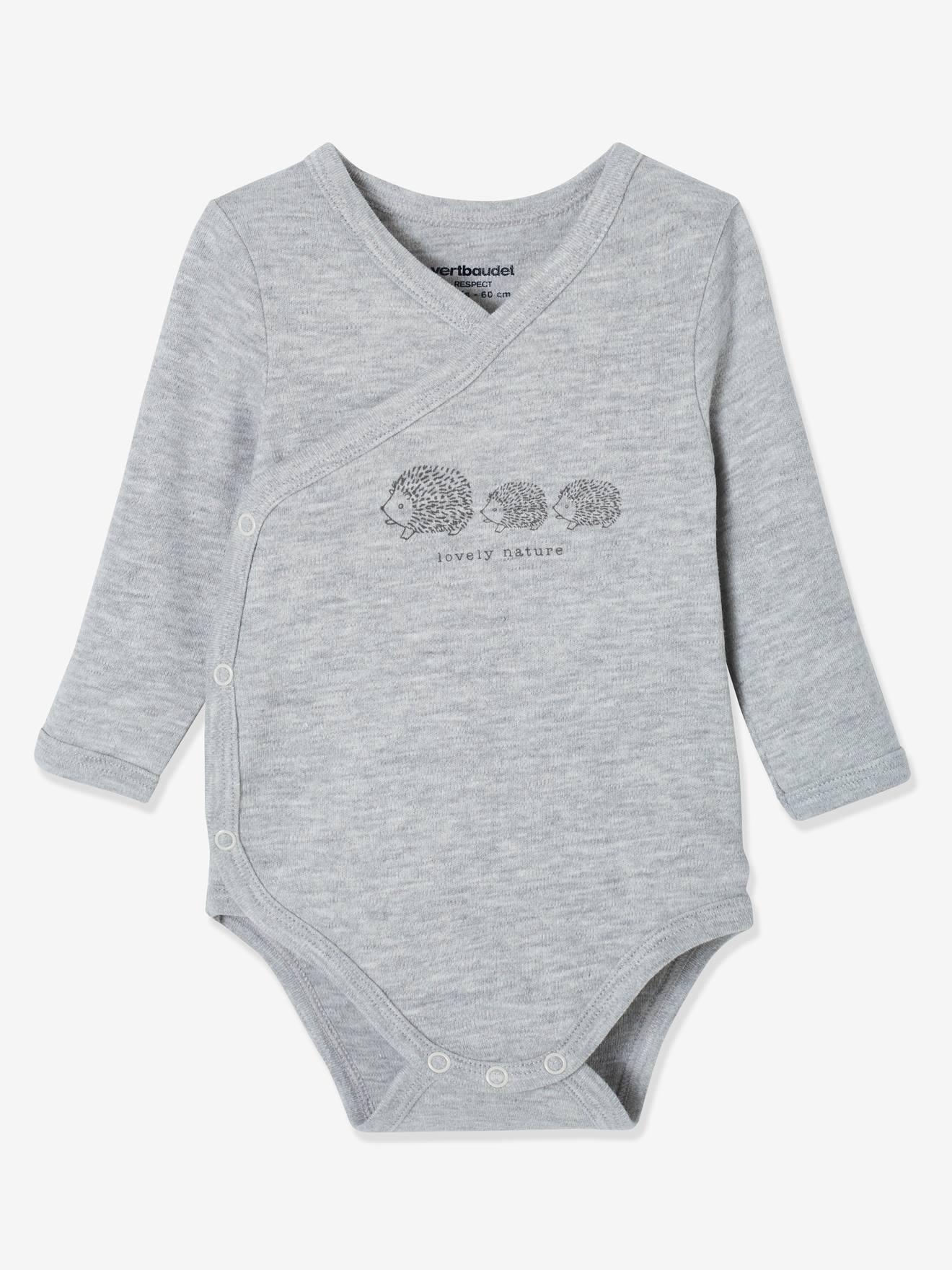 Lot de 3 bodies manches longues en coton bio ouverture naissance ivoire