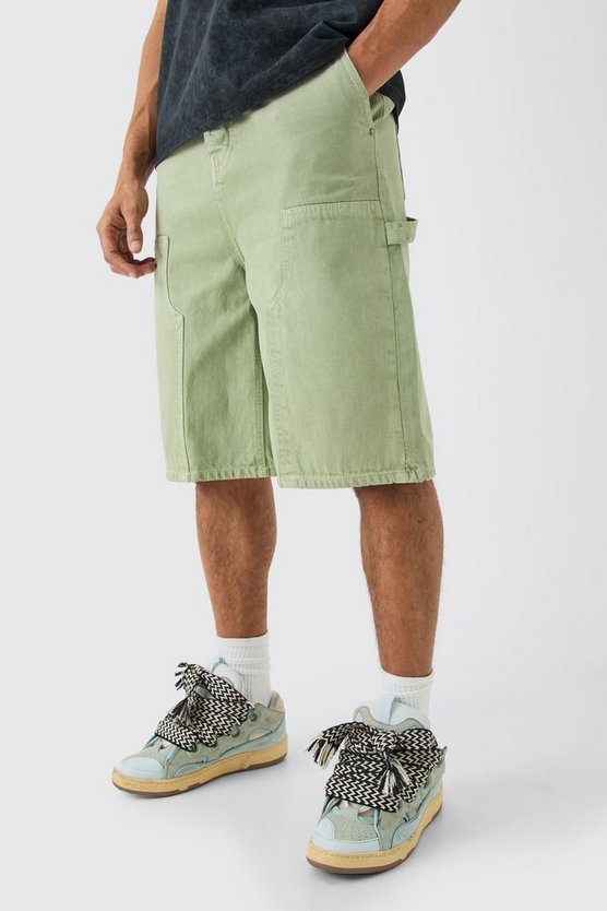 Sage Denim-Jorts mit Carpenter-Detail