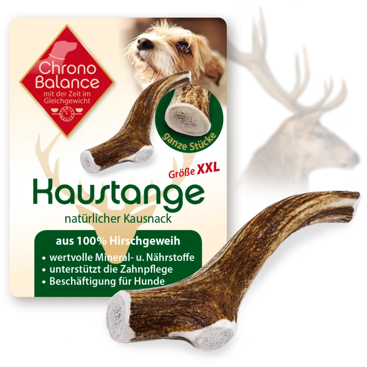 ChronoBalance Snacks ChronoBalance Rothirsch Geweihstange ganze und runde Stücke 310 g
