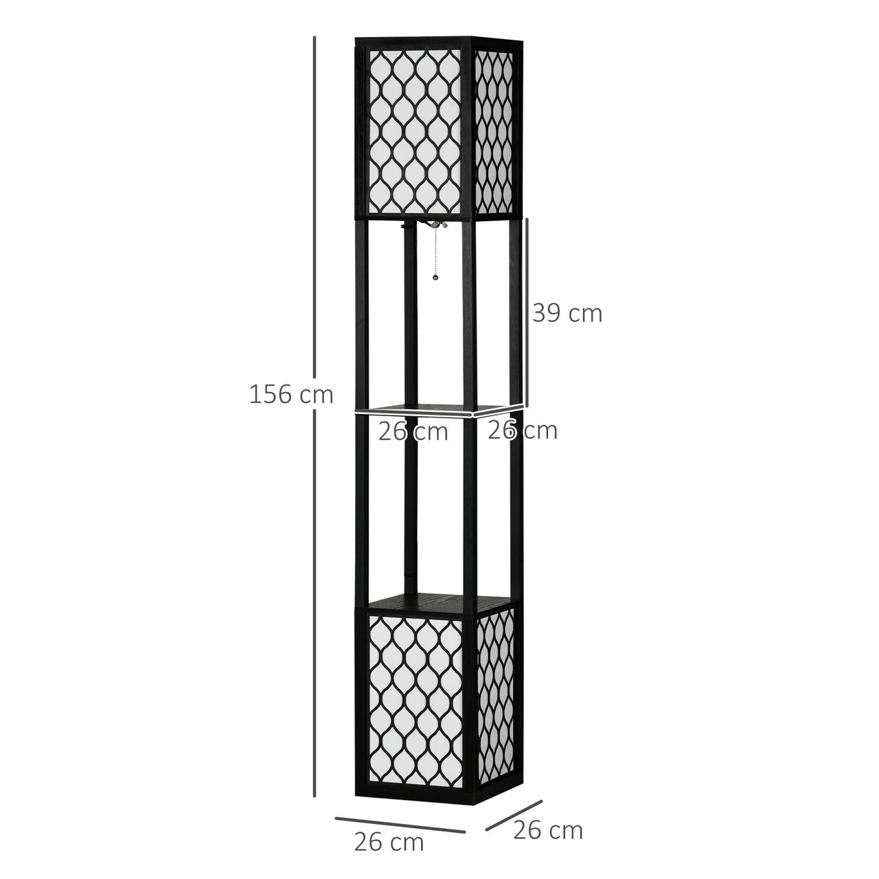 HOMCOM Stehleuchte mit Doppellicht, Regal 40 W Standlampe für Wohnzimmer Schwarz