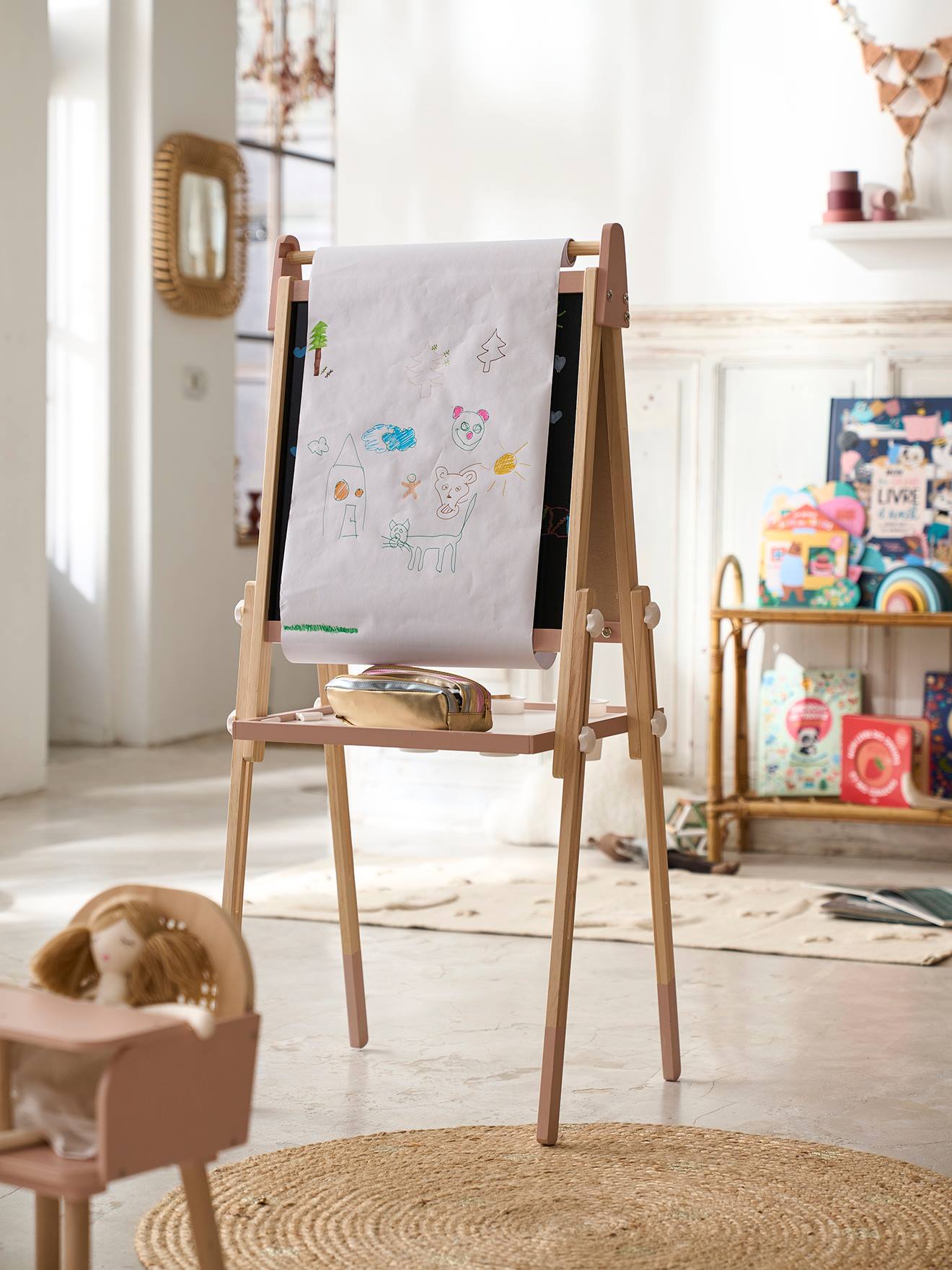 Vertbaudet 3-in-1 Tafel mit Mal-Zubehör FSC MIX - rosa