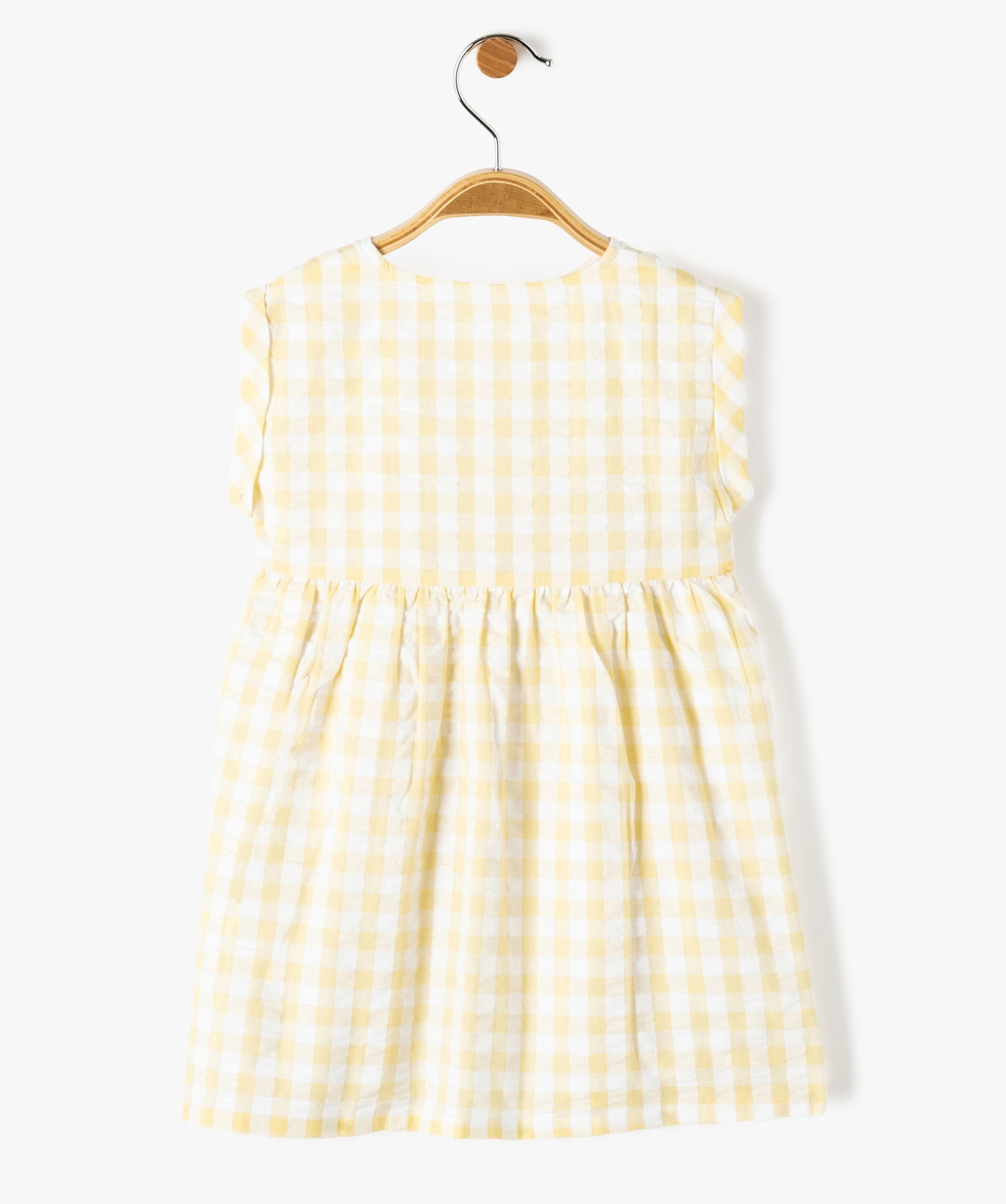 Robe bébé fille rayée en voile de coton texturé jaune | GEMO