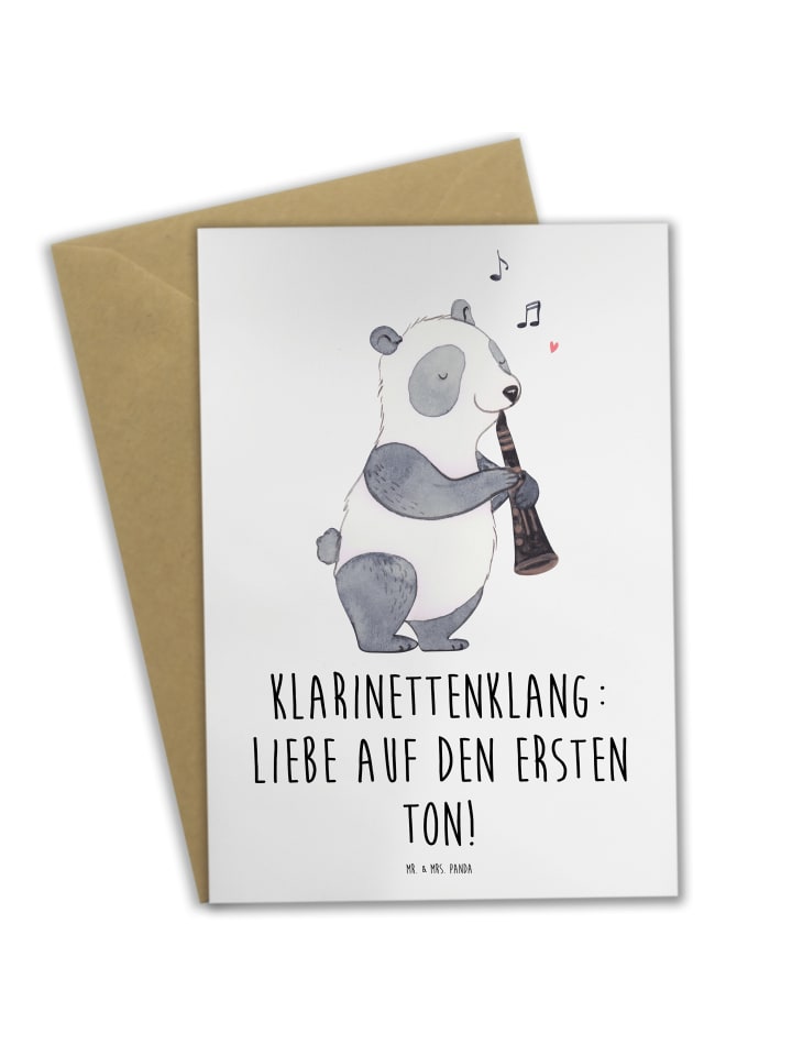 Mr. & Mrs. Panda Grußkarte Klarinette Liebe  mit Spruch in Weiß günstig kaufen onesize