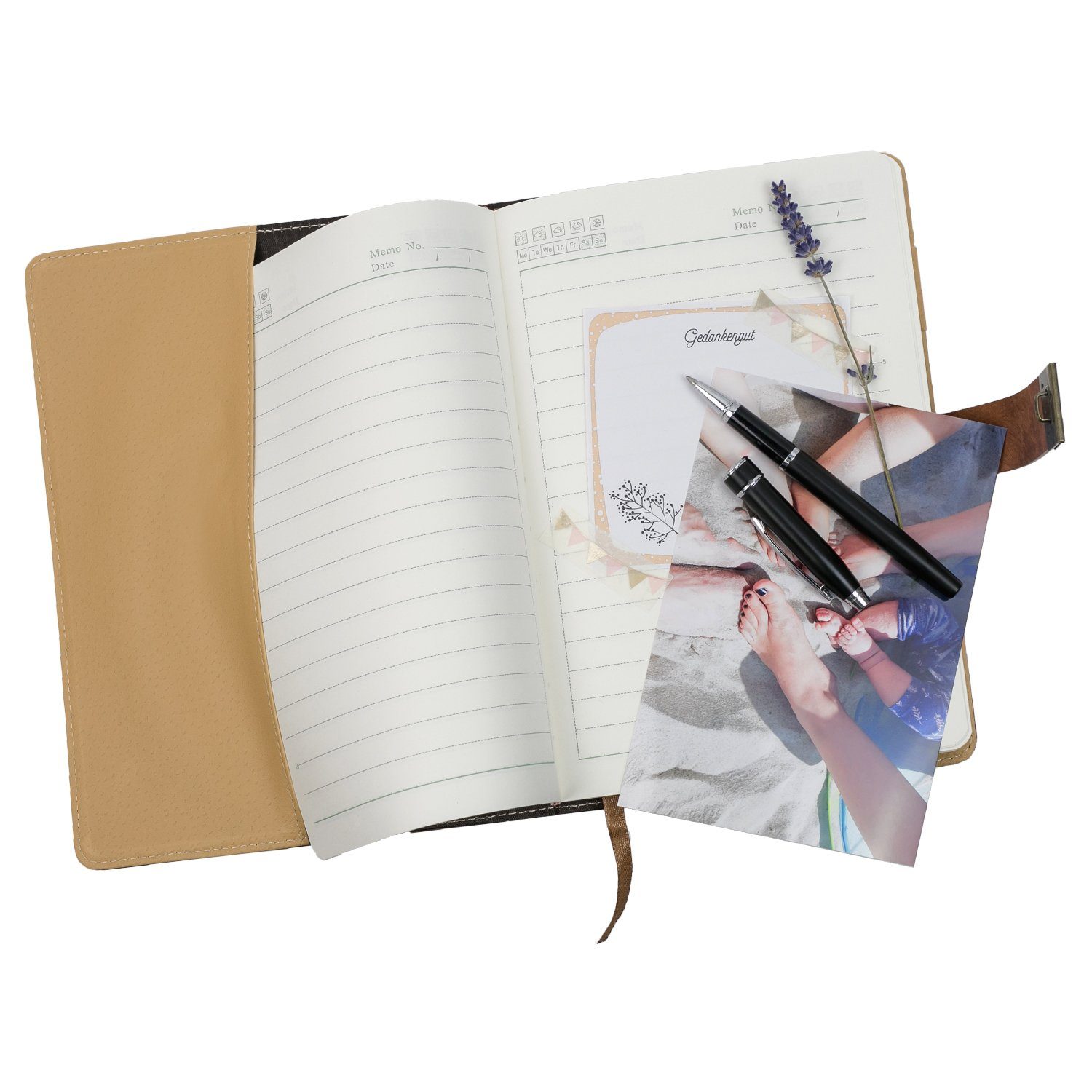 HMF Notizbuch TB1-RUD-A5-19, Tagebuch mit Code Schloss, liniert, Vintage, Kunstleder, A5, Braun