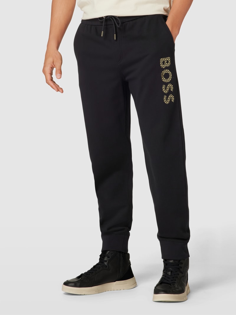 Sweatpants mit Label-Print Modell 'Lamont' in schwarz