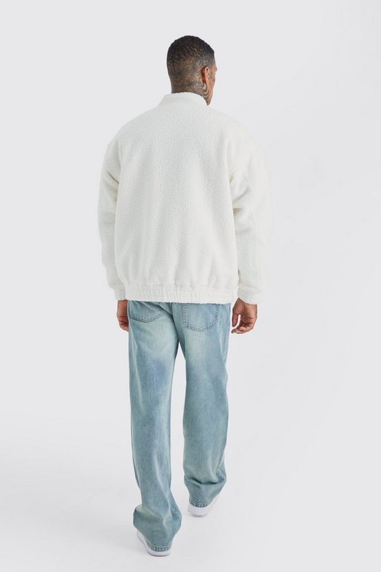 Strukturierte Oversize Bouclee-Bomberjacke