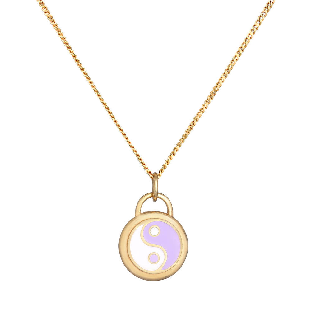Elli Elli Collier Pendentif Femme Yin & Yang Symbole avec émail en argent sterling 925 Bijoux