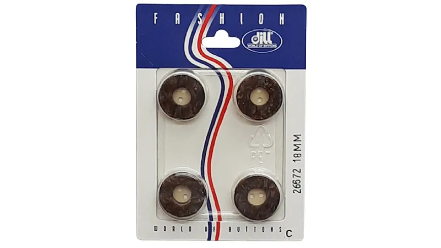 Dill 2-loch-Hirschhornknopf-Imitation Ø 18mm 4er Pack braun
