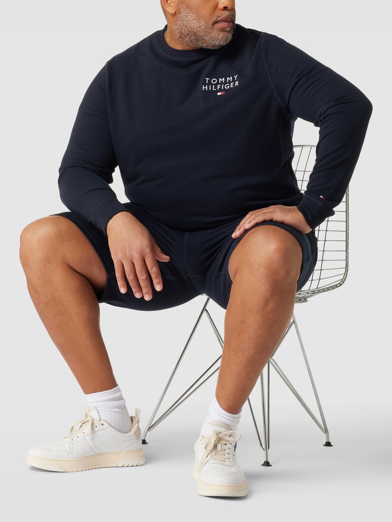 PLUS SIZE Sweatshirt mit Label-Stitchings Modell 'TRACK TOP' in marineblau
