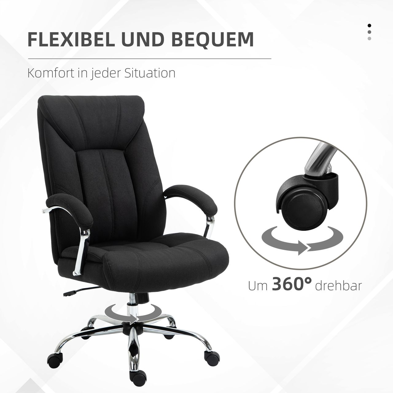 Vinsetto Bürostuhl mit Wippfunktion ergonomischer Schreibtischstuhl mit Armlehne