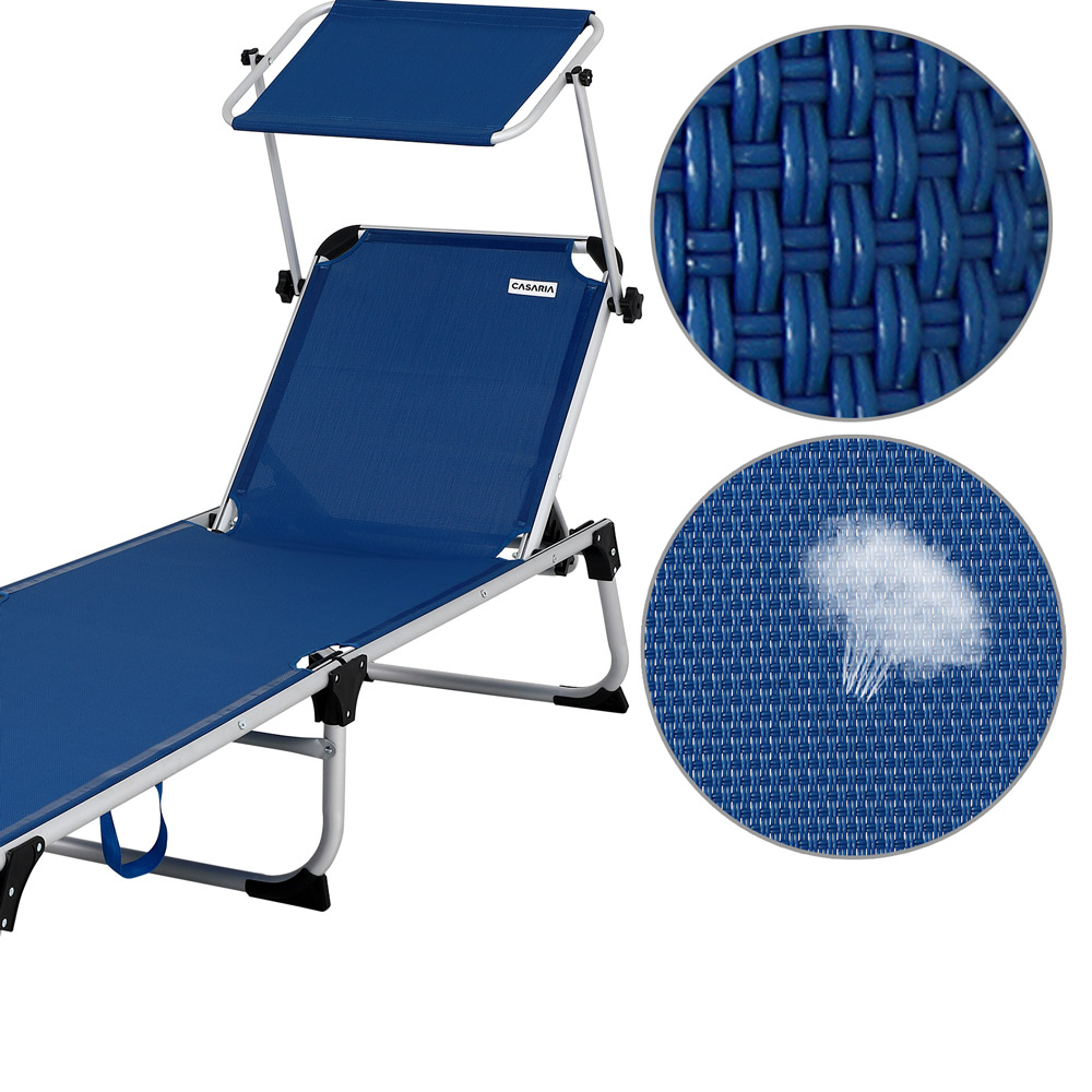 Casaria Sonnenliege Malta Blau Alu mit Sonnendach