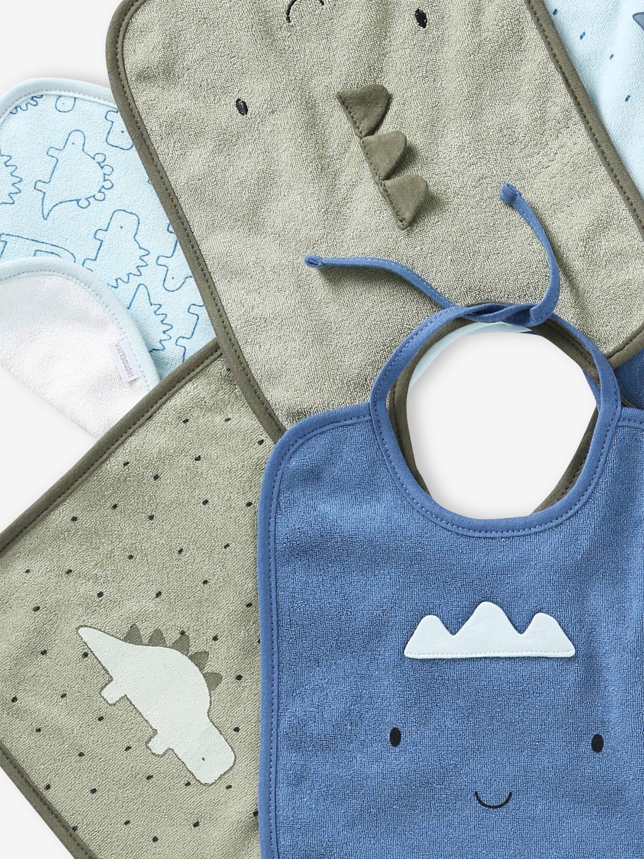 Lot de 7 bavoirs bébé VERTBAUDET imprimé jungle