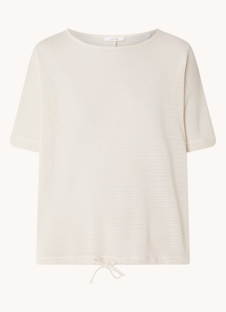 OPUS Saronji coarse knit top with open design and drawstring