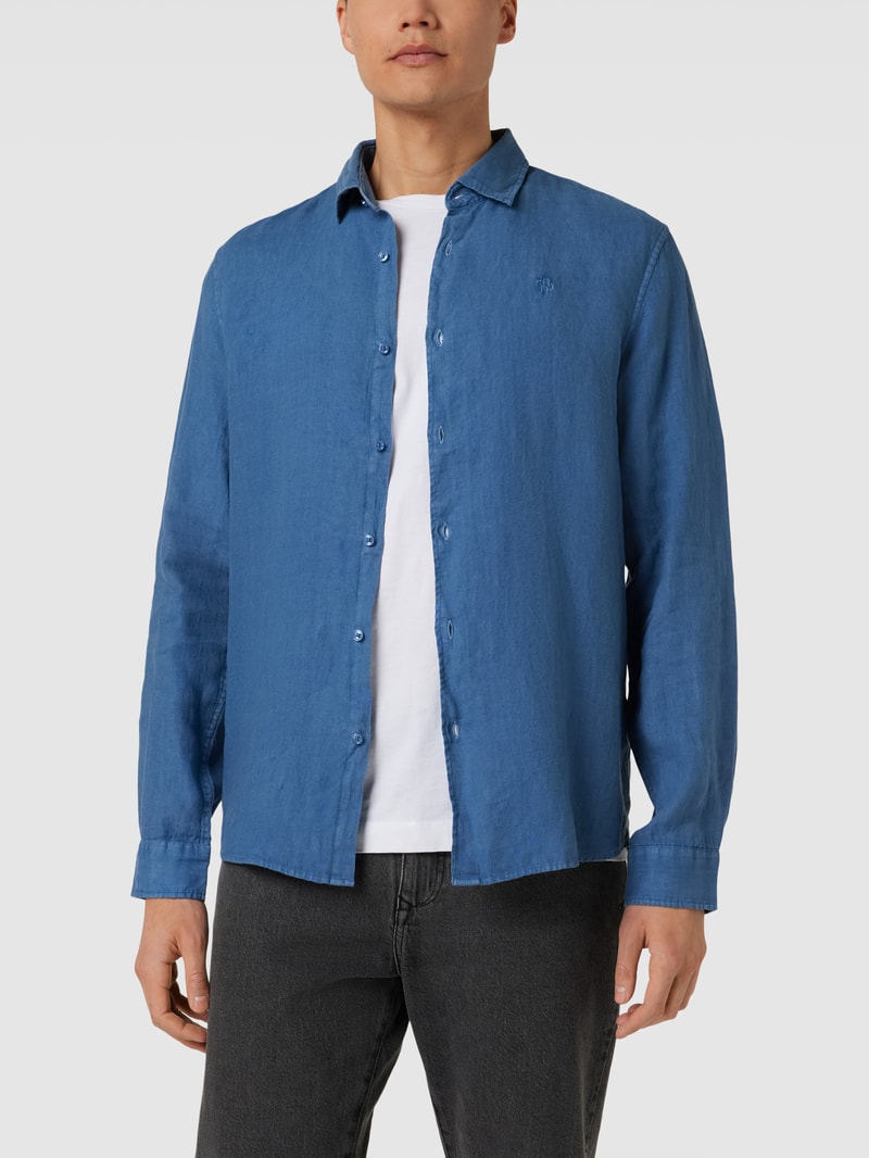 Freizeithemd mit Label-Stitching in rauchblau