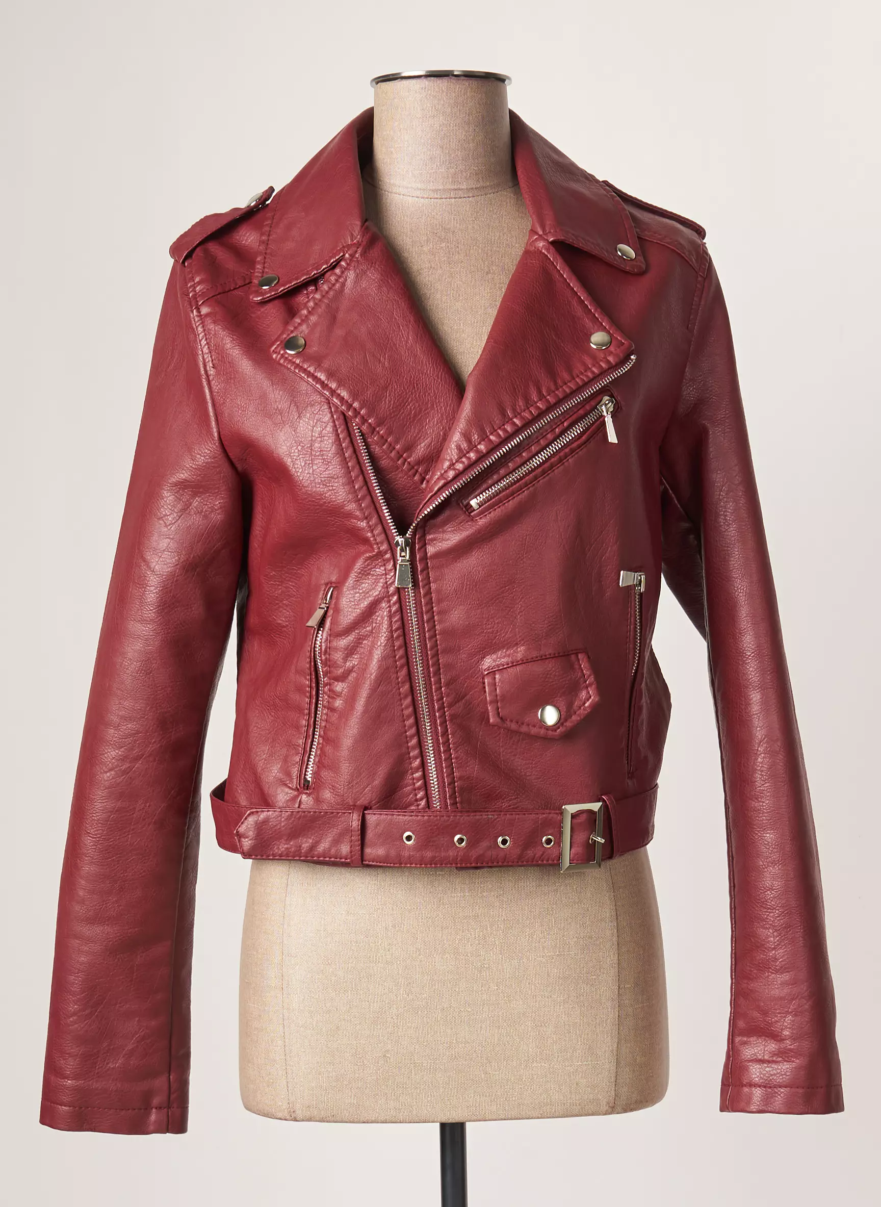 L Olive Verte Vestesimilicuir Femme couleur rouge