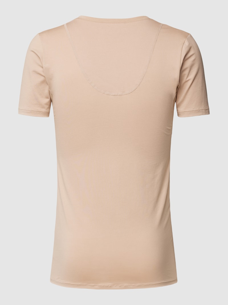 T-Shirt mit V-Ausschnitt Modell 'BUSINESS CLASS' in beige