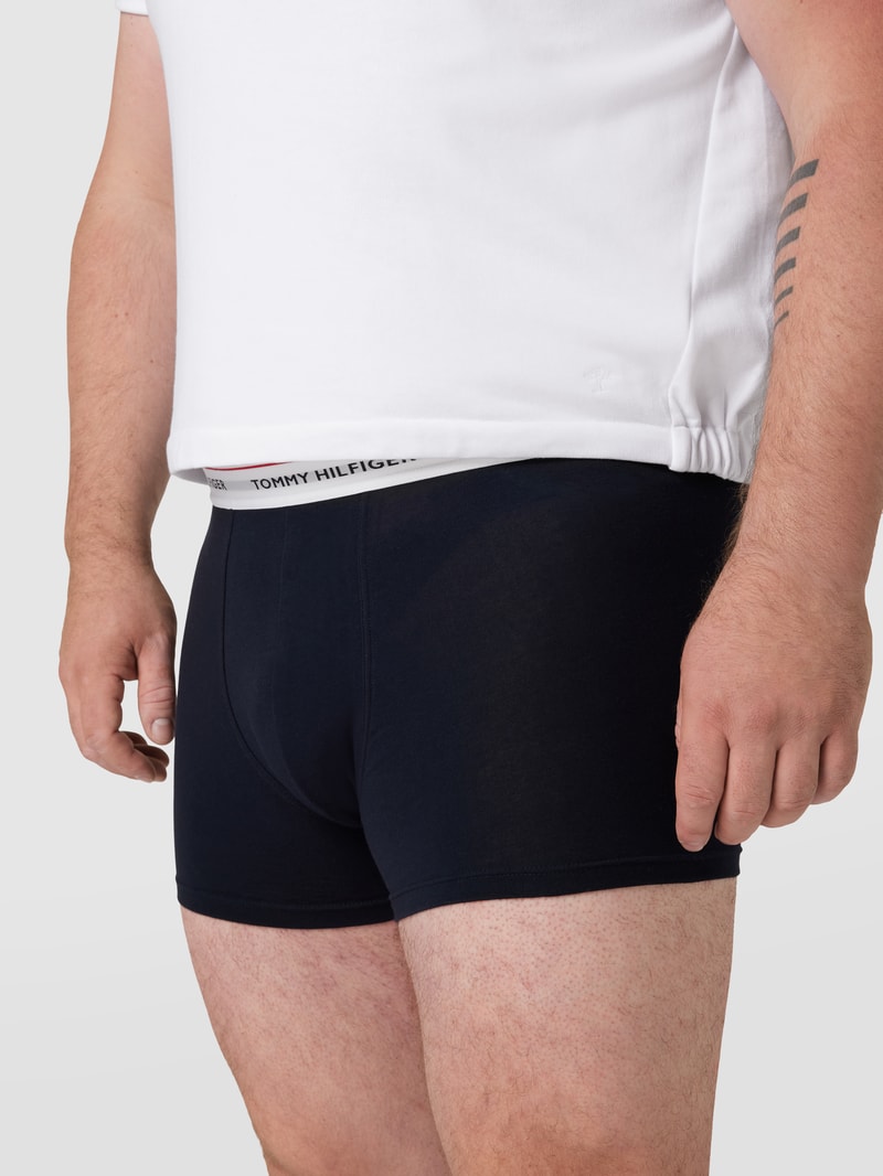 PLUS SIZE Trunks mit Label-Schriftzug im 3er-Pack in dunkelblau
