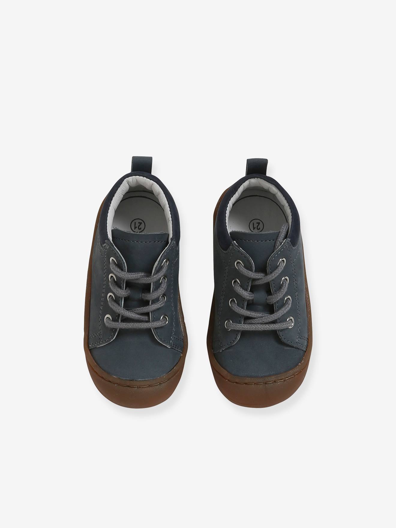 Vertbaudet Jungen Baby Krabbelschuhe - blaugrau