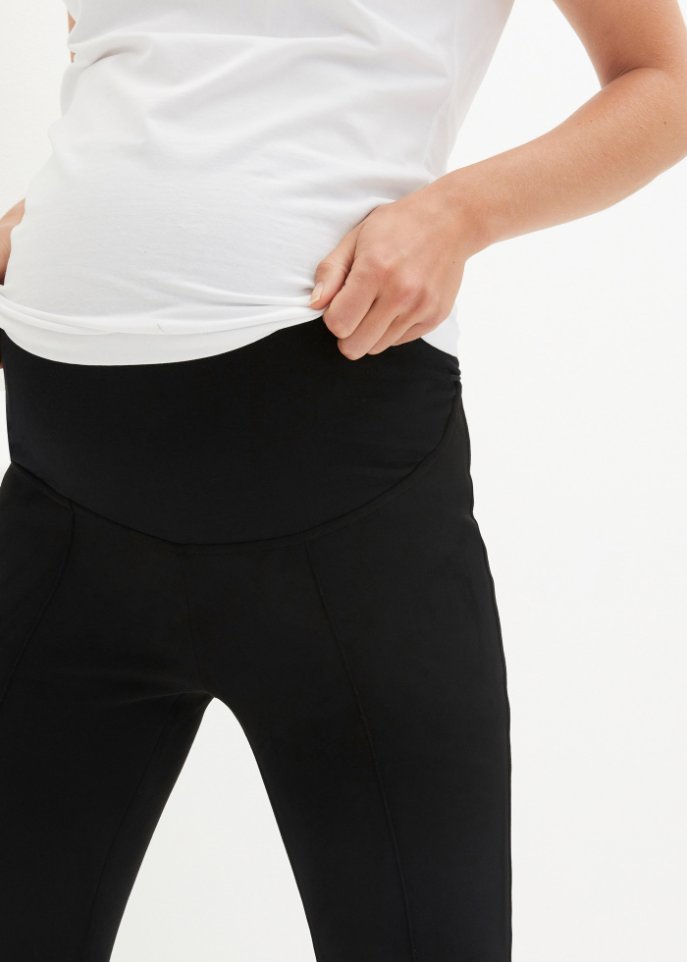 Umstandshose Velour-Lederimitat-Leggings mit Biese