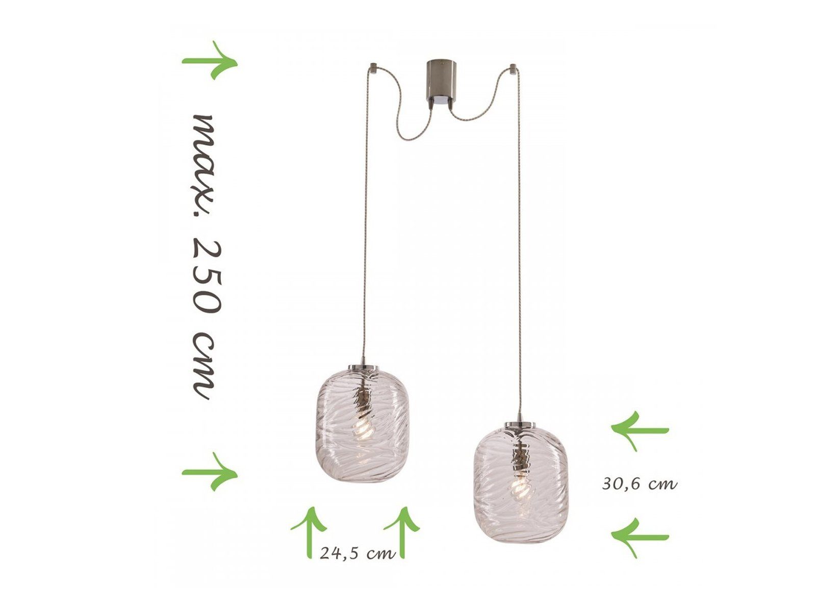 meineWunschleuchte LED Pendelleuchte, Dimmfunktion, LED wechselbar, Warmweiß, Designer Affenschaukel 2x Glas Lampenschirm über-n Esstisch hängend