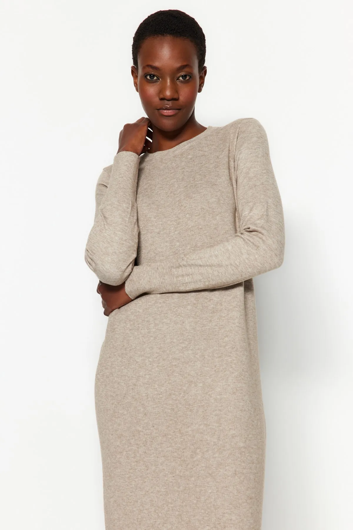 Trendyol Collection  Mink Maxi Knitwear Premium Garn/Spezialgarn Kleid TWOAW24EL00100