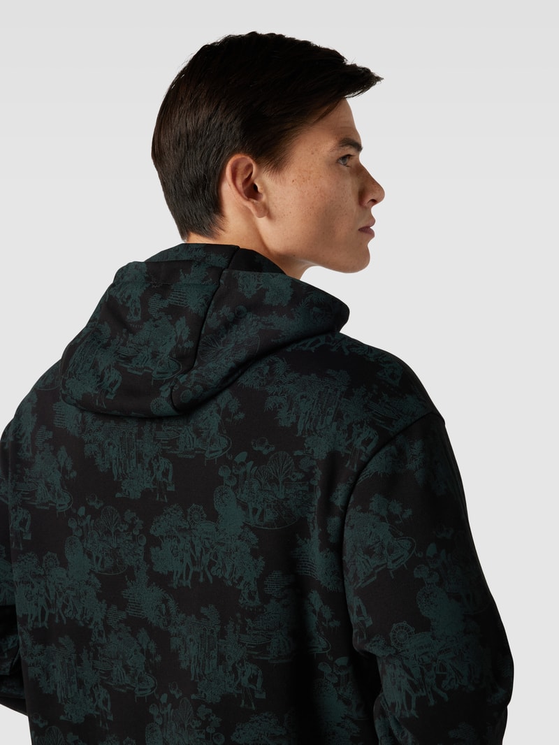 Hoodie mit Allover-Muster Modell 'Douy' in dunkelgrau