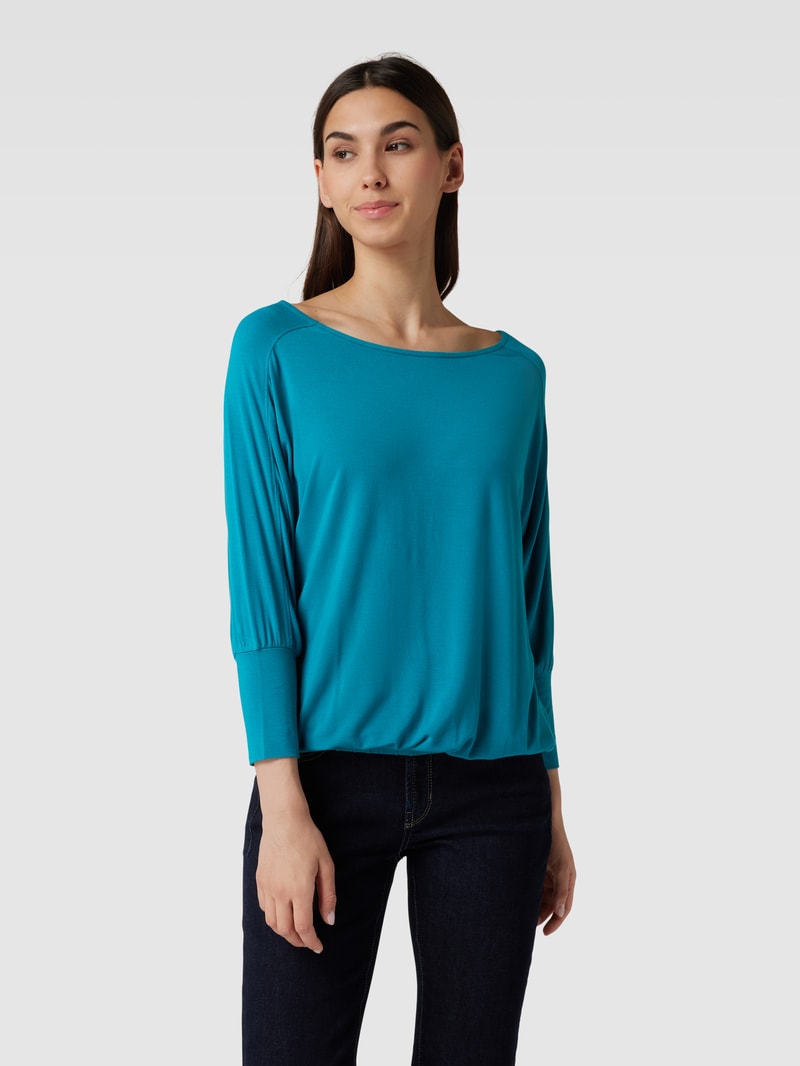 Longsleeve mit U-Ausschnitt in petrol