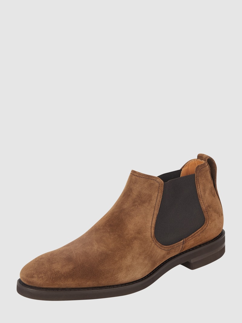 Chelsea Boots aus Veloursleder in mittelbraun