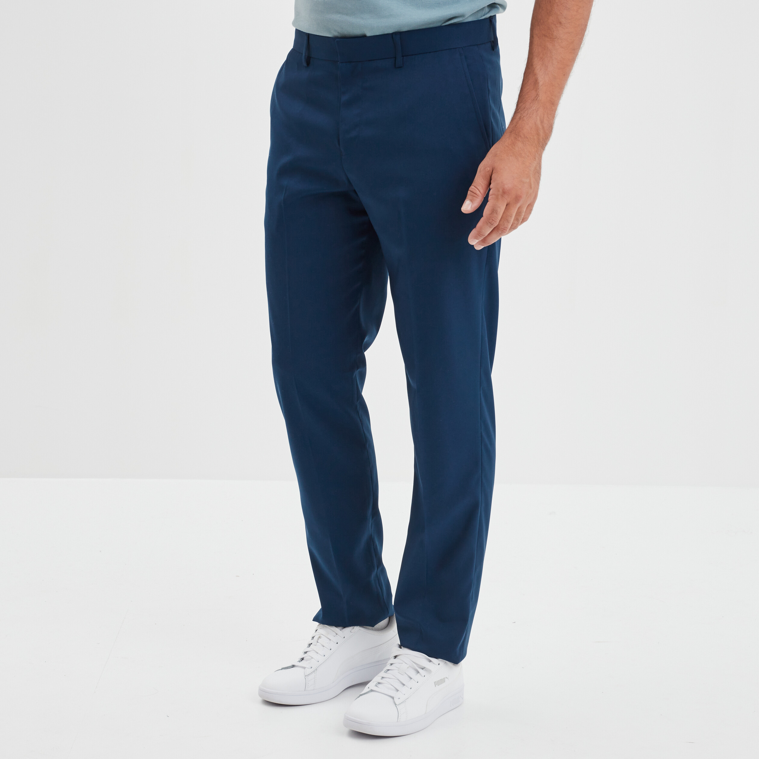 Pantalon droit avec pinces bleu electrique homme | La Halle