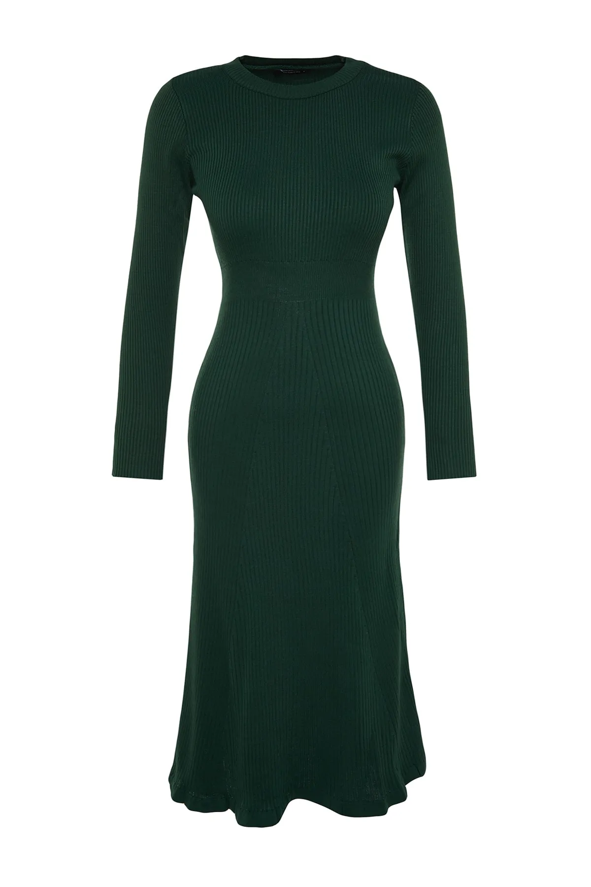 Trendyol Collection  Smaragdgrünes Midi-Strickkleid mit Rundhalsausschnitt TWOAW21EL0422